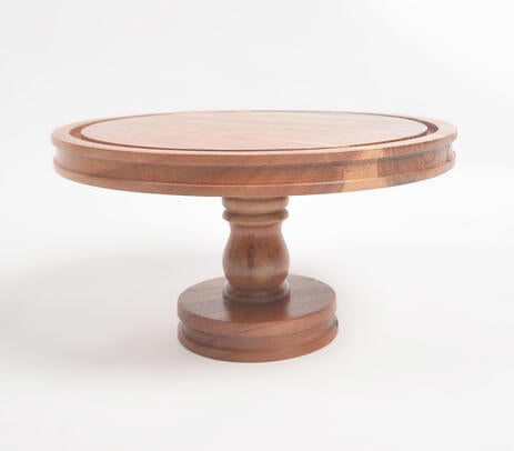 Farmhouse raw acacia wood cake stand product photo