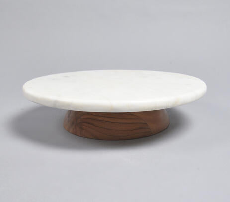Fusion mango wood and marble cake stand product photo