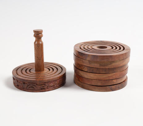 Round wooden coasters lifestyle shot