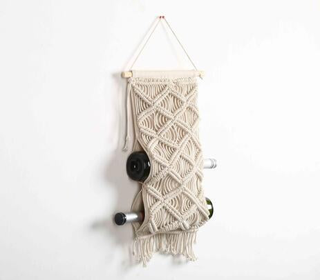 Macrame wine rack lifestyle shot