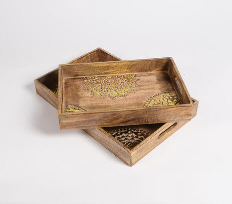 Wooden serving trays set lifestyle shot