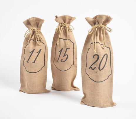 Handmade jute wine bags full set view