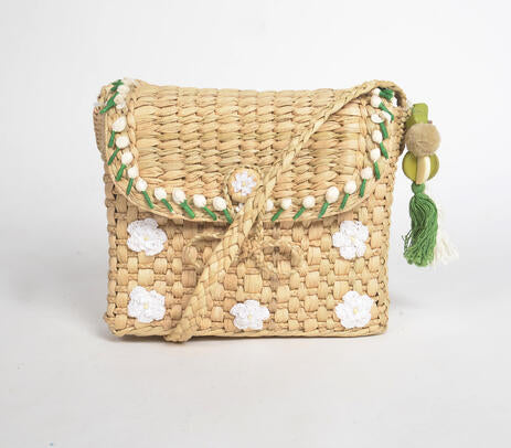 Daisies Basket Cane Woven Sling Bag – Handmade