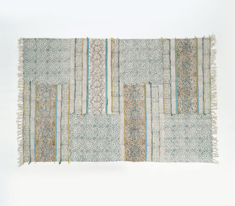 Block printed cotton rug lifestyle shot