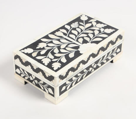 Inlay Work Monochrome Jewelry Box – Handcrafted Artisan Jewelry Storage