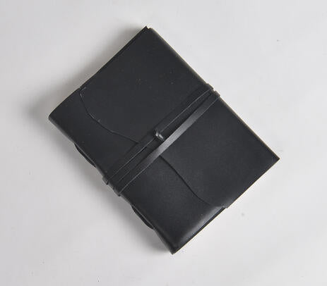 Handmade leather diary side view