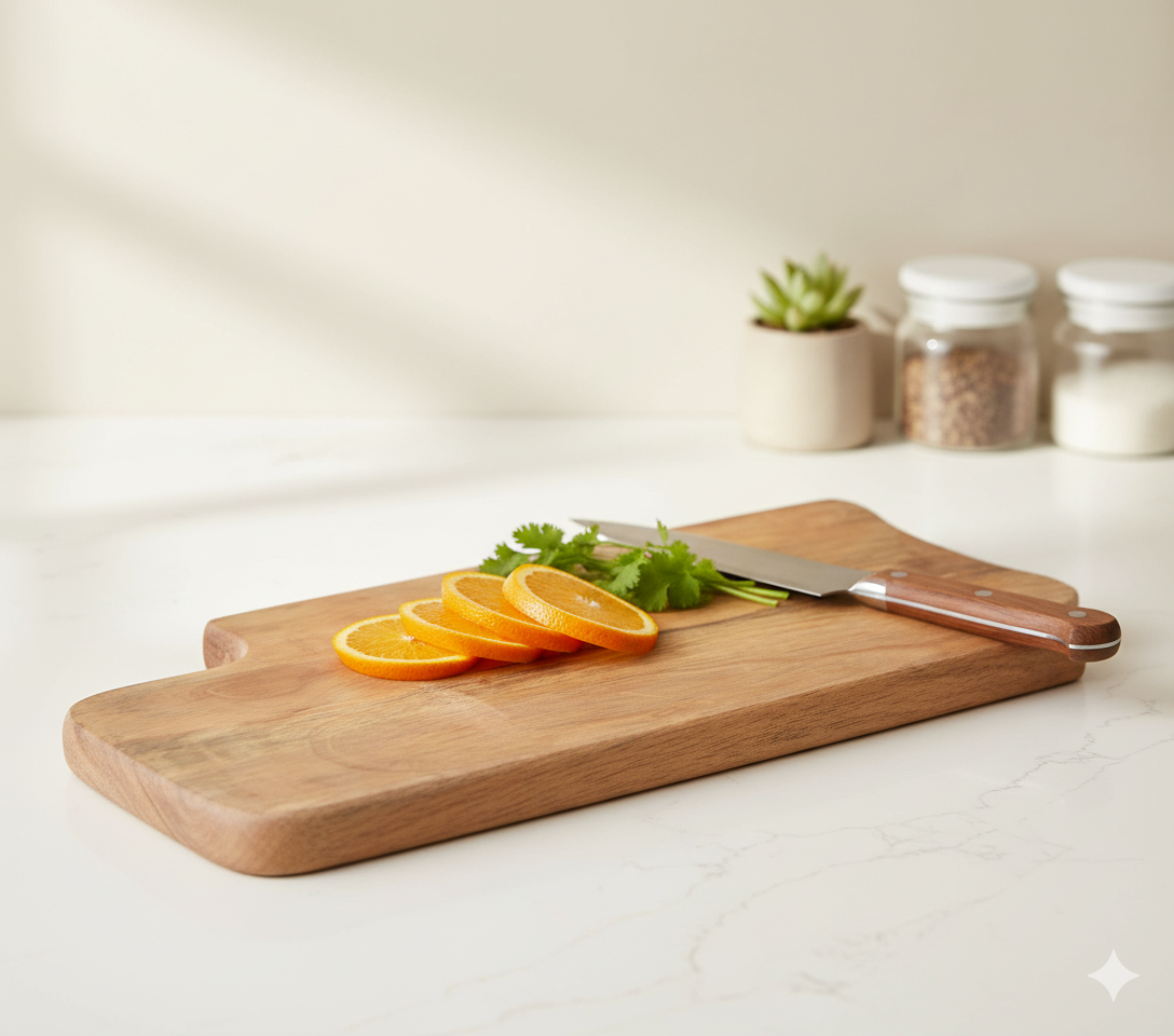 Water resistant chopping board edge detail