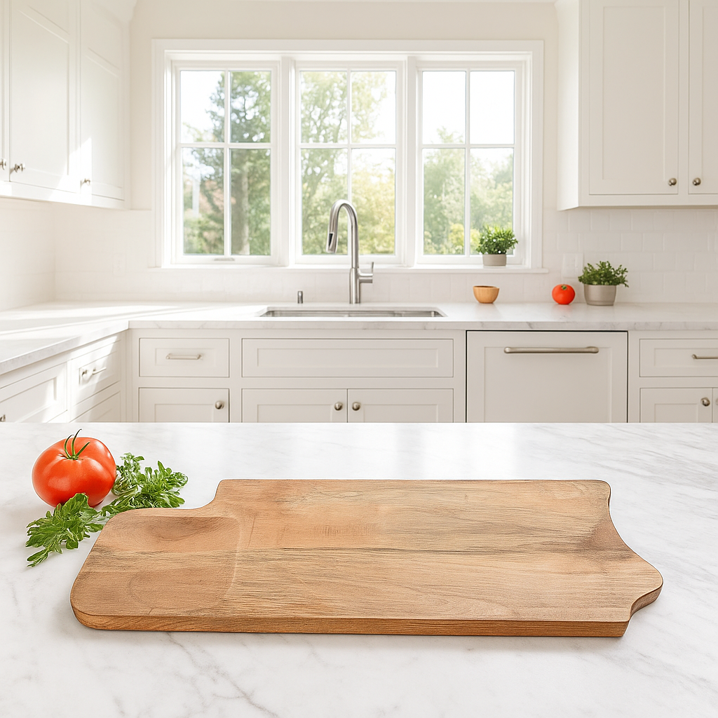 Water resistant chopping board with food