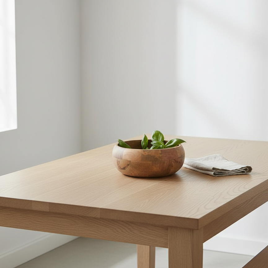 Minimalist salad bowl styled on a table