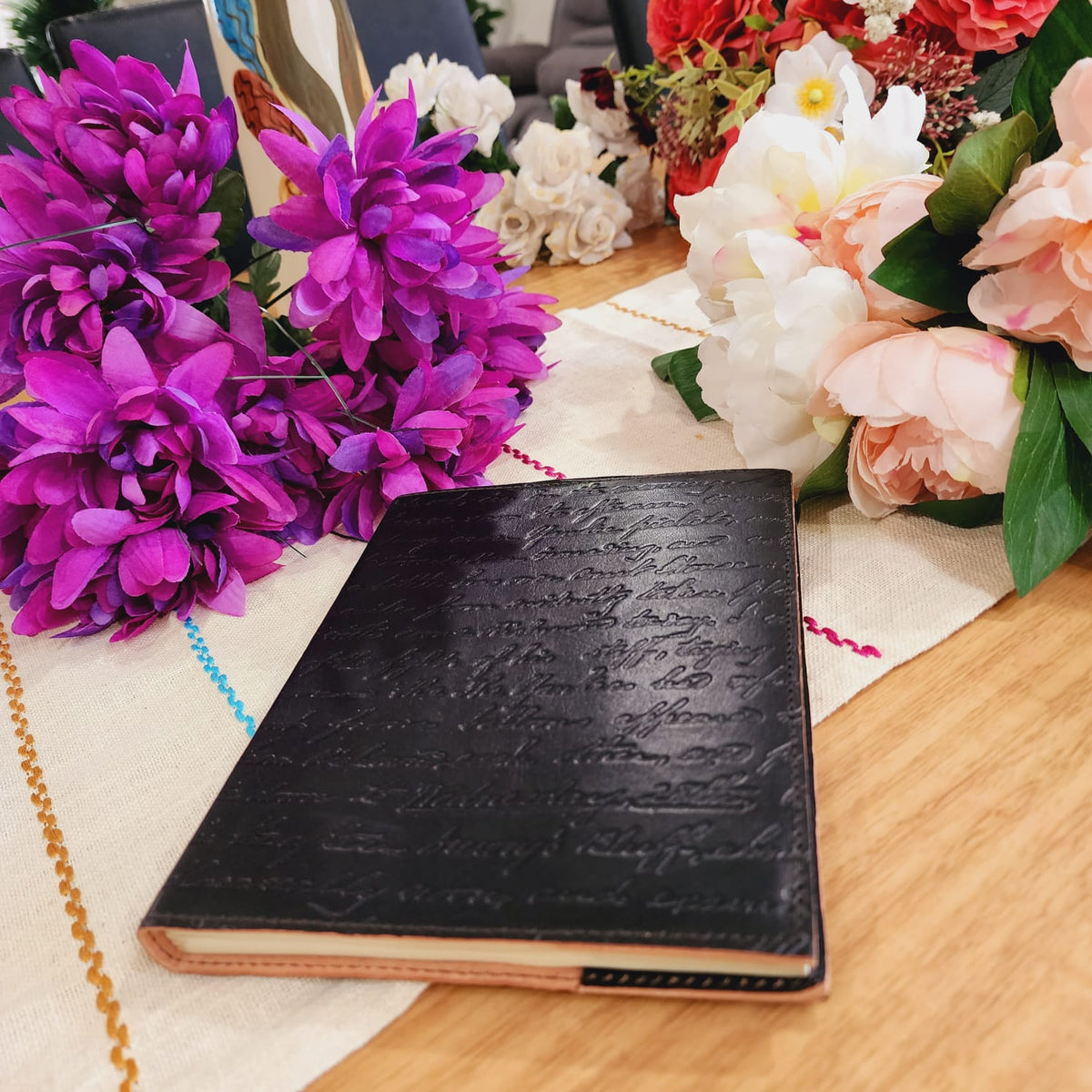Typographic leather diary product photo