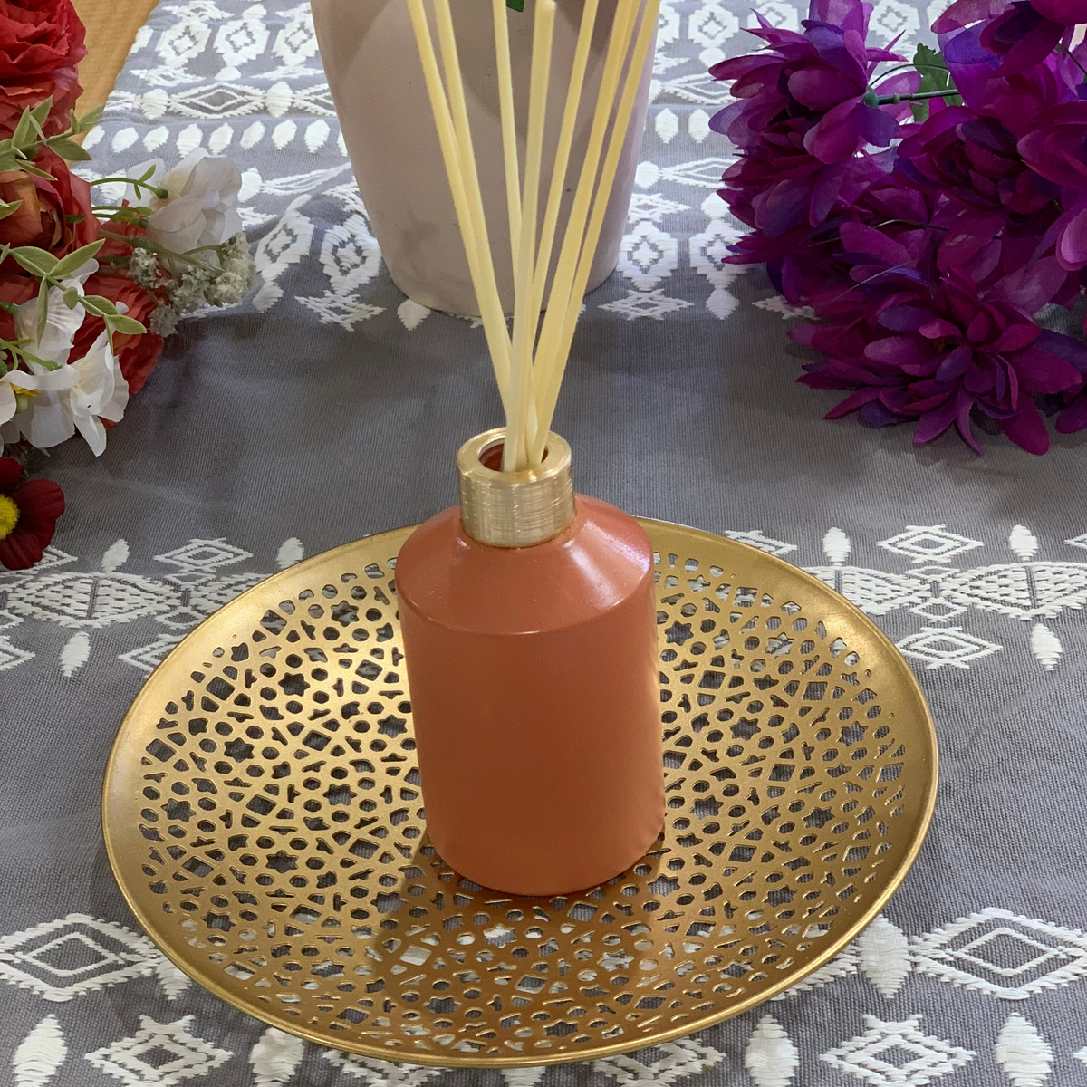 Decorative iron tray handle detail