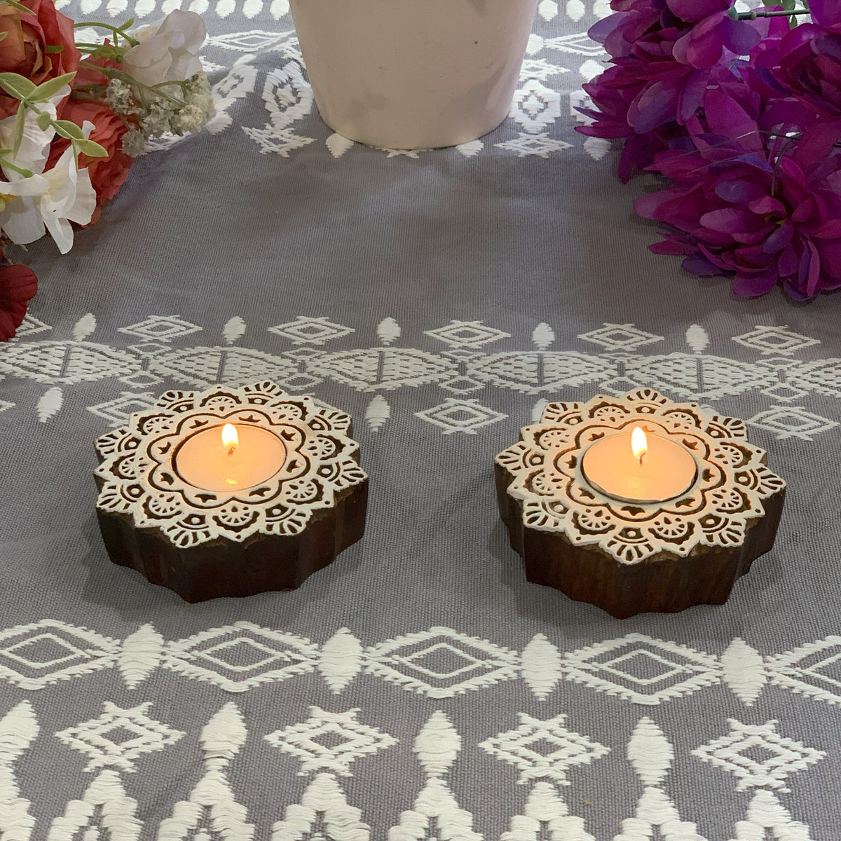 Mandala tealight holders real product photo