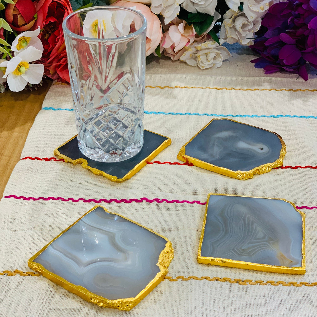 Agate coasters individual piece detail