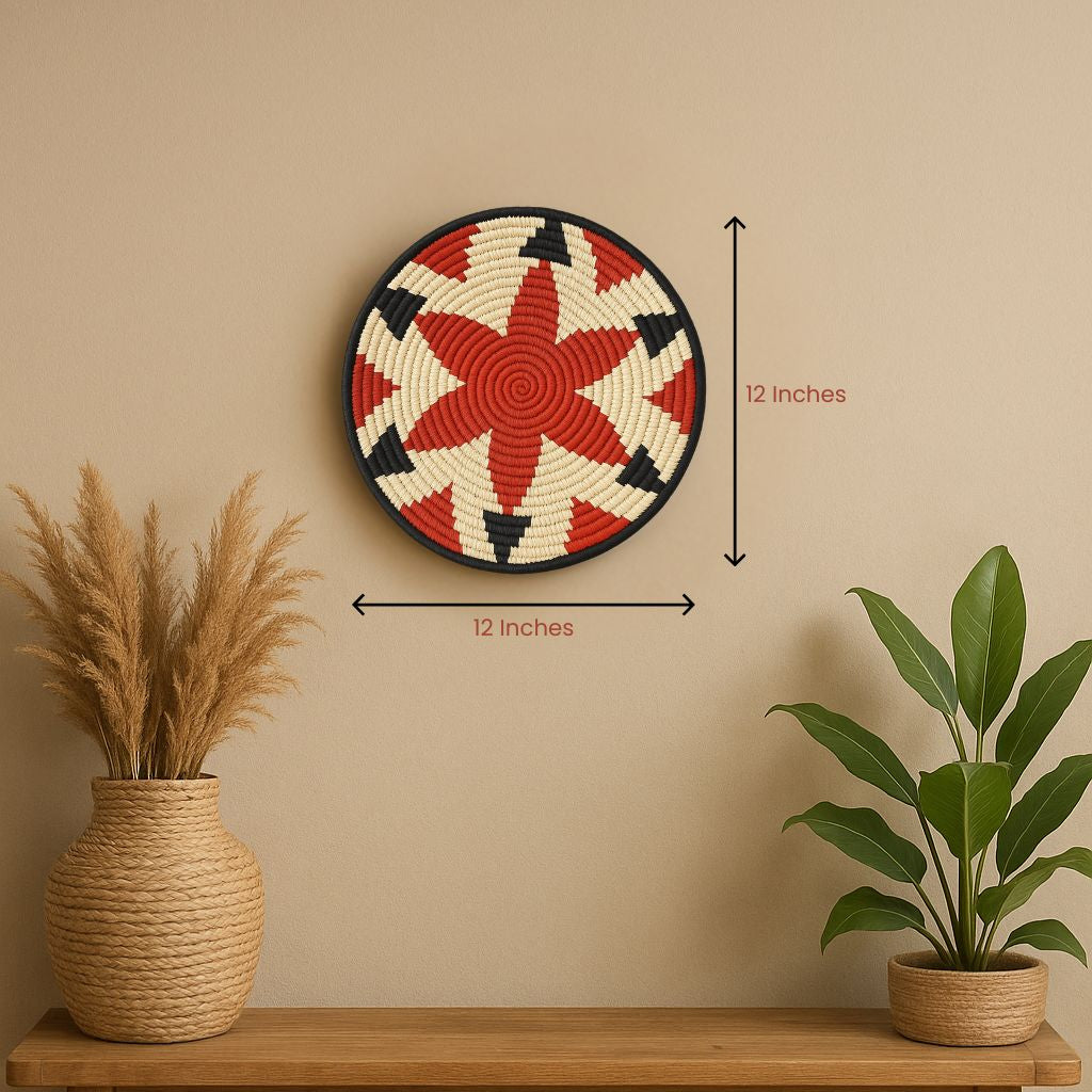 Tribal star wall plate styled in a boho gallery cluster