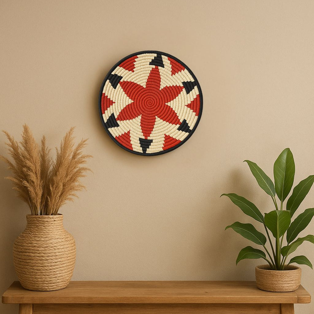 Tribal star wall plate on a plain wall