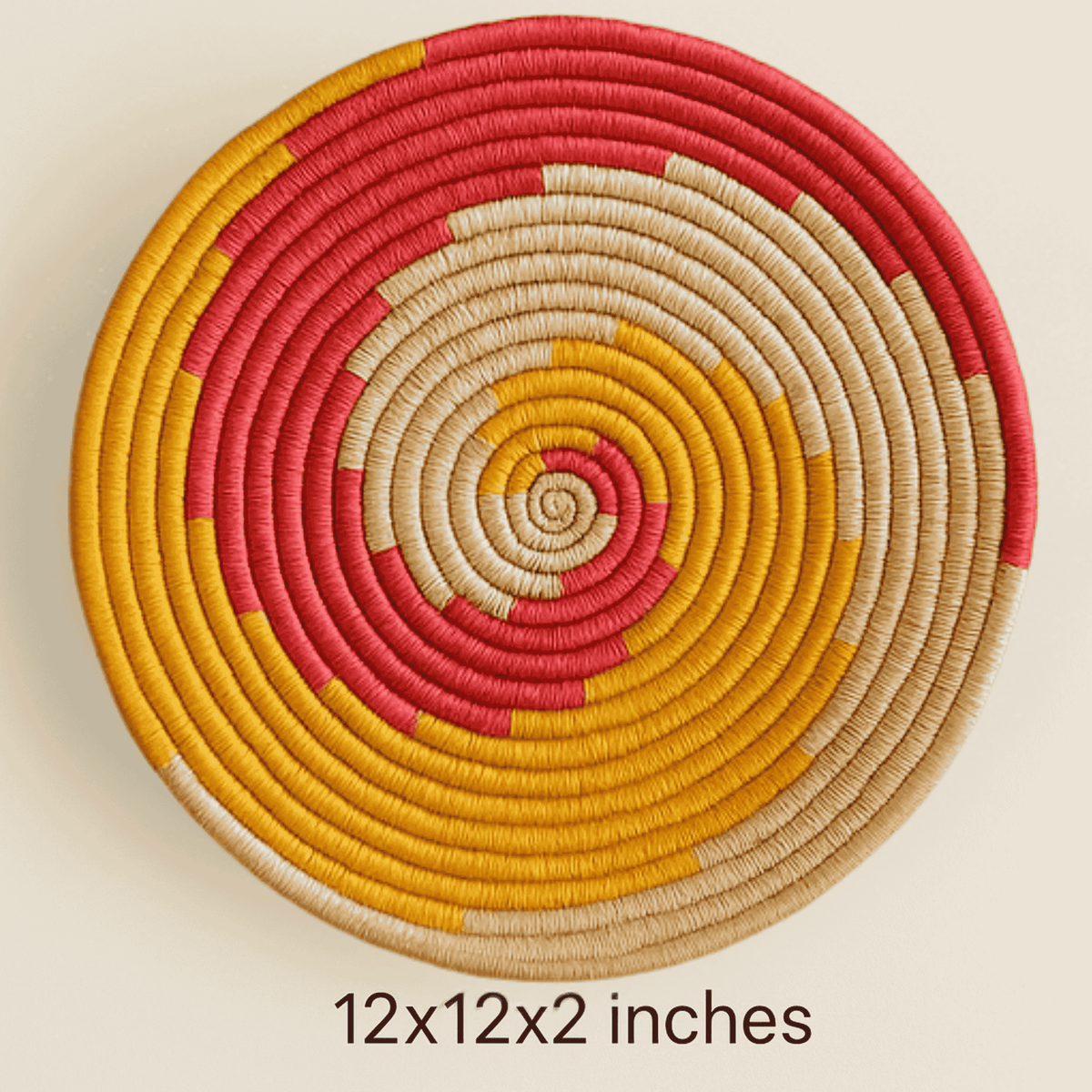 Spiral sabai grass wall plate grouped with other plates