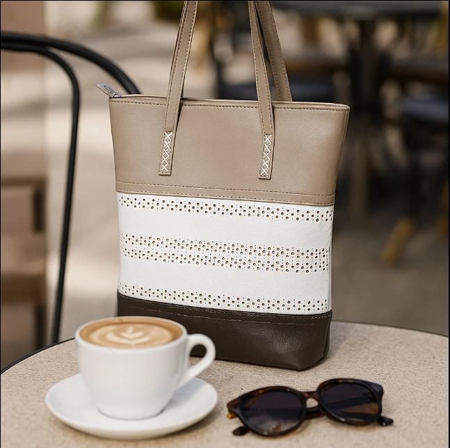 Leather tote bag back view
