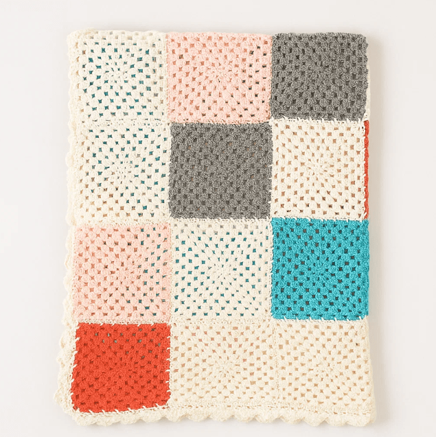 Geometric crochet throw full view