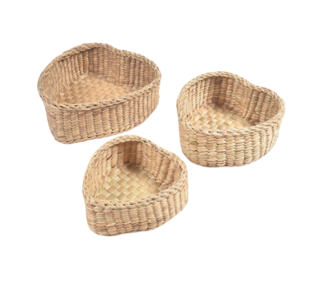 Hyacinth baskets flat lay