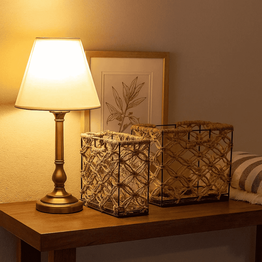 Jute iron baskets set of 2 front view