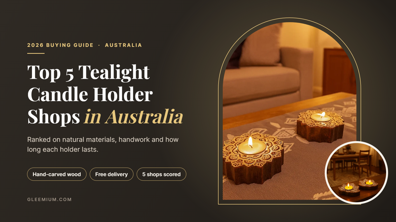 Top 5 tealight candle holder shops in Australia guide cover with hand-carved wooden mandala tealight holders