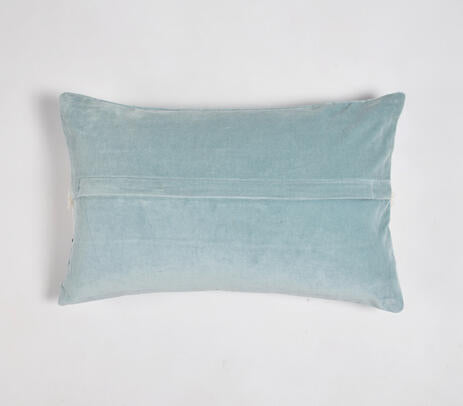 Lace & Sequin Embellished Powder Blue Lumbar Cushion Cover