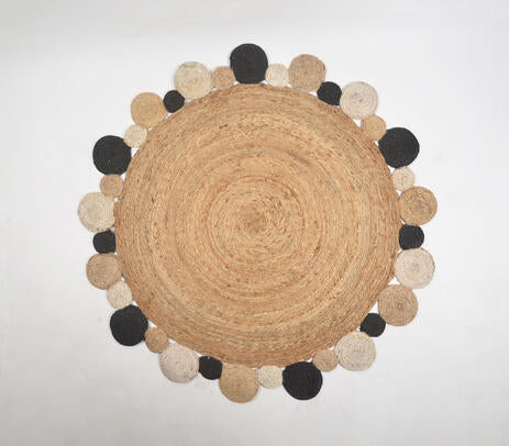 Hand Braided Spiral Disc Jute Rug