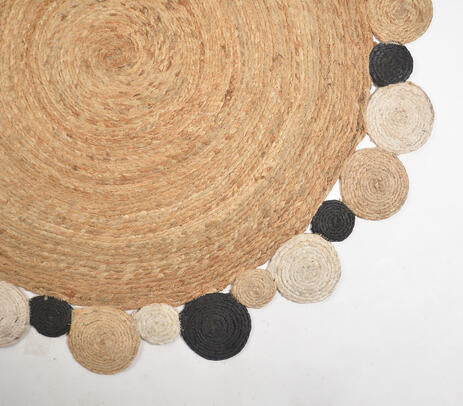 Hand Braided Spiral Disc Jute Rug