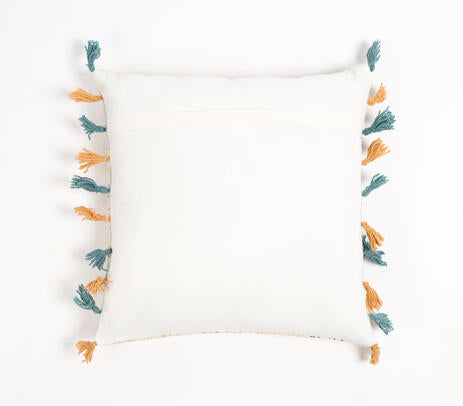Block Printed Cotton Cushion Cover with Tassels