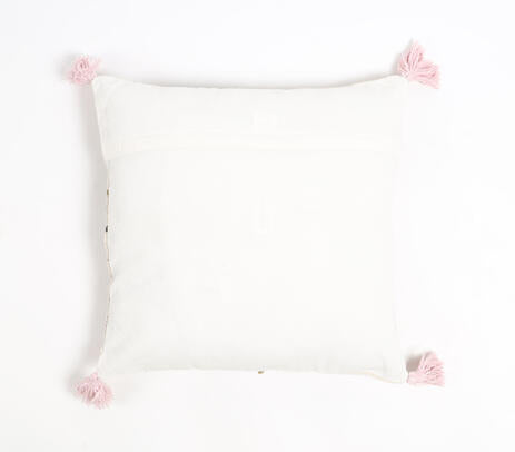 Geometric-Floral Cotton Cushion Cover – Hand Printed