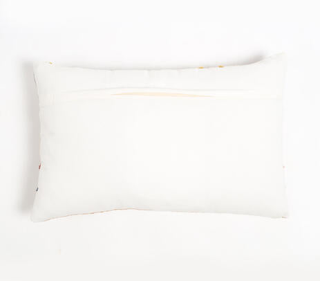 Block Printed Geometric-Floral Lumbar Cotton Cushion Cover