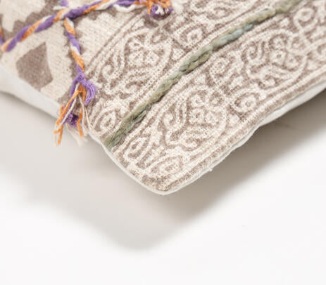 Block Printed Cotton Geometric Maximal Cushion Cover(1)