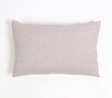 Hand Stitched Leather &amp; Cotton Lumbar Cushion Cover