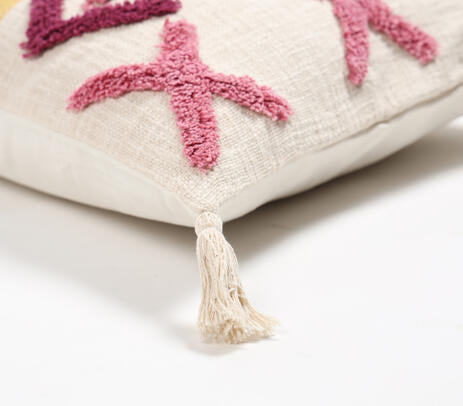 Hand Tufted Cotton Geometric Tasseled Cushion Cover
