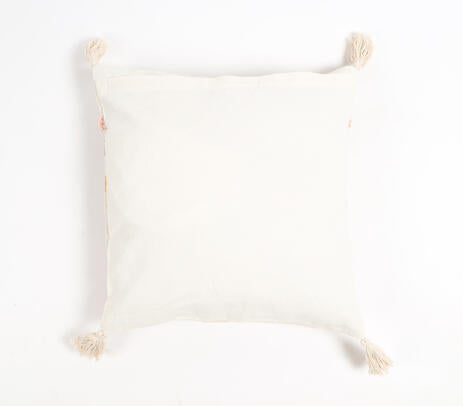Hand Tufted Cotton Geometric Tasseled Cushion Cover