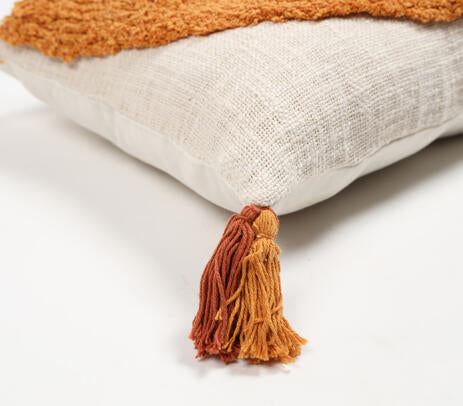 Rainbow Tufted Tasseled Lumbar Cotton Cushion Cover