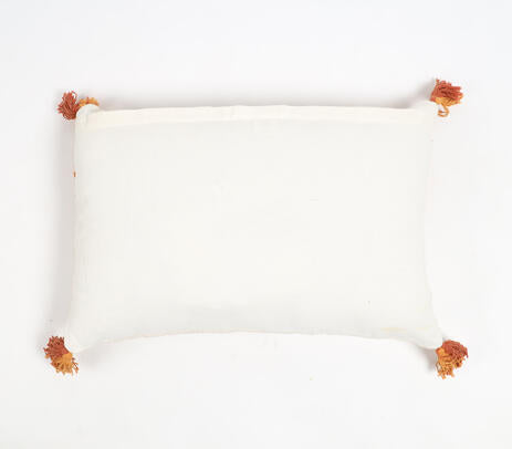 Rainbow Tufted Tasseled Lumbar Cotton Cushion Cover