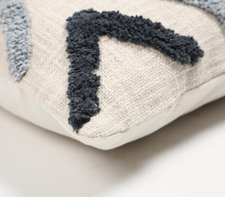 Arrow Tufted Grayscale Cotton Cushion Cover