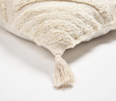 Shaggy Diamonds White Cushion Cover - Handmade Cotton Cushion Cover