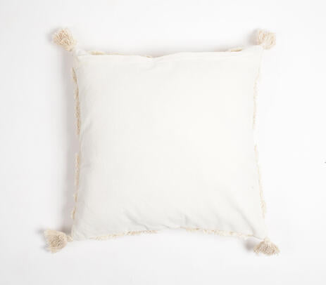Shaggy Diamonds White Cushion Cover - Handmade Cotton Cushion Cover