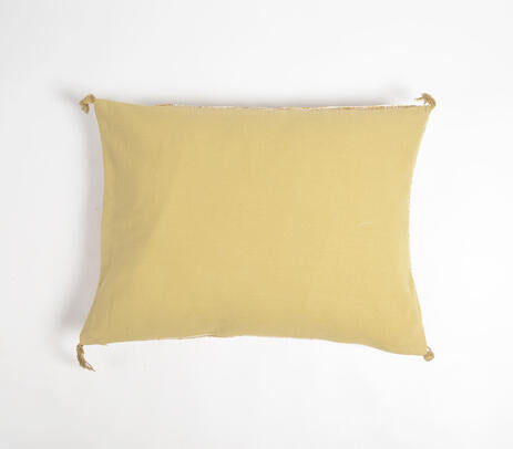 Tasseled Yellow Lines Cotton lumbar cushion Cover