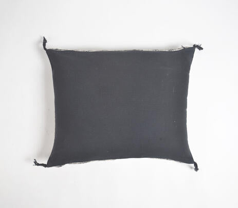 Tasseled Black Lines Cotton lumbar cushion Cover