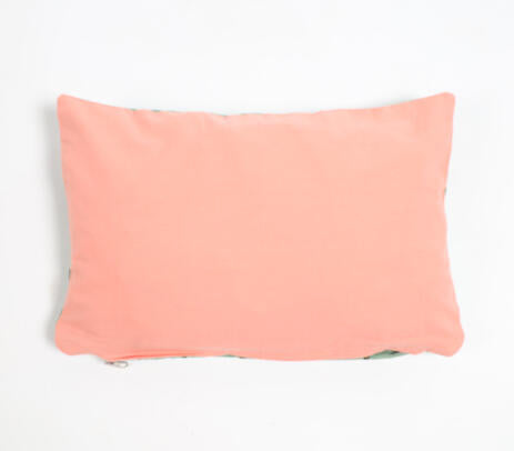Floral Embroidered Lumbar Cotton Cushion Cover