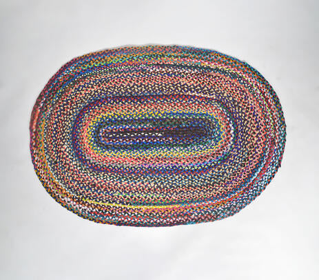 Handwoven Upcycled Cotton Oblong Rug
