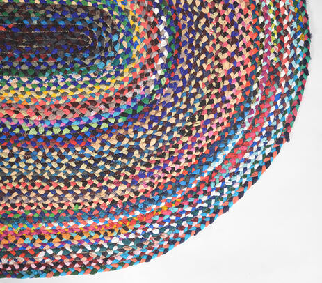 Handwoven Upcycled Cotton Oblong Rug