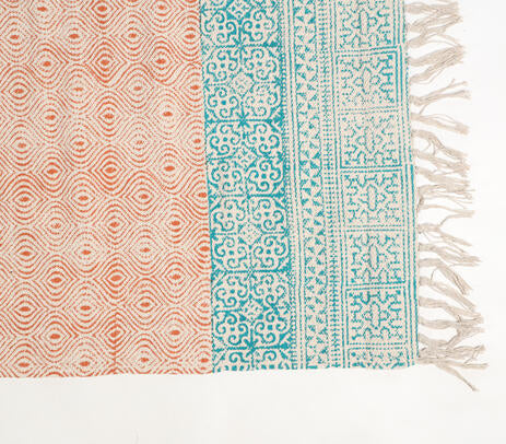Art Deco Cotton Rug with Tassels