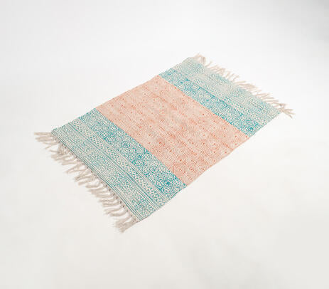 Art Deco Cotton Rug with Tassels