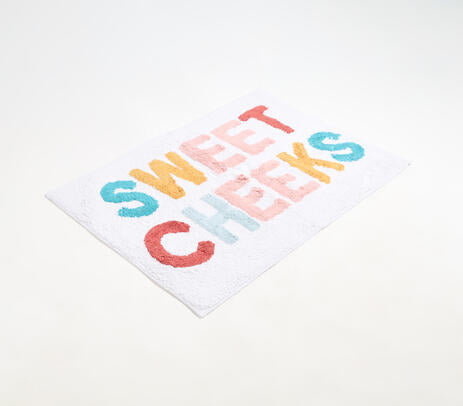 Quirky Typography Tufted Cotton Bathmat