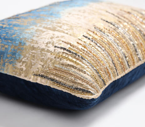 Embroidered Ombre Velvet Lumbar Cushion Cover