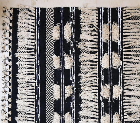 Textured Geometric Rug with Tassels